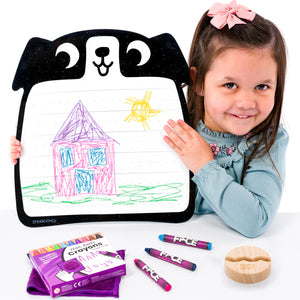 Dog Wipe-Away Crayon Board w/ Crayons. Mess-Free Dry-Erase for Kids Ages 2-8! Case of 12-DoodleFace B2B