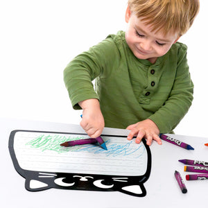 Cat Wipe-Away Crayon Board w/ Crayons. Mess-Free Dry-Erase for Kids Ages 2-8! Case of 12-DoodleFace B2B