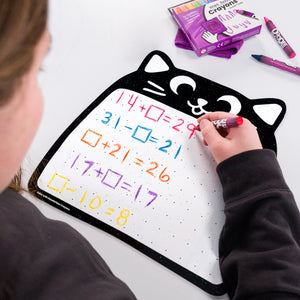 Cat Wipe-Away Crayon Board w/ Crayons. Mess-Free Dry-Erase for Kids Ages 2-8! Case of 12-DoodleFace B2B