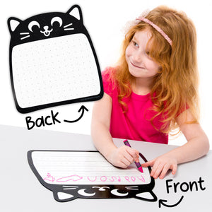 Cat Wipe-Away Crayon Board w/ Crayons. Mess-Free Dry-Erase for Kids Ages 2-8! Case of 12-DoodleFace B2B