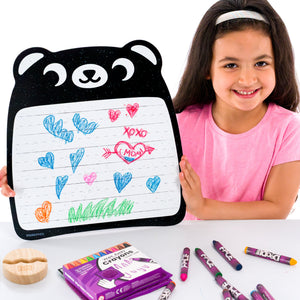 Bear Wipe-Away Crayon Board w/ Crayons. Mess-Free Dry-Erase for Kids Ages 2-8! Case of 12-DoodleFace B2B