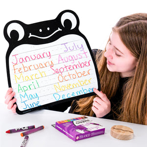 Frog Wipe-Away Crayon Board w/ Crayons. Mess-Free Dry-Erase for Kids Ages 2-8! Case of 12-DoodleFace B2B