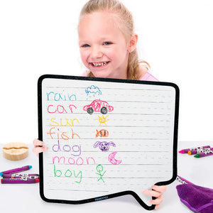 Speech Bubble Wipe-Away Crayon Board w/ Crayons. Mess-Free Dry-Erase for Kids Ages 2-8! Case of 12-DoodleFace B2B