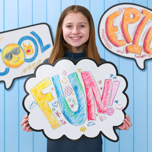 Speech Bubble Wipe-Away Crayon Board. Wall Mounting. Dry-Erase Whiteboard Alternative. Case of 12-DoodleFace B2B