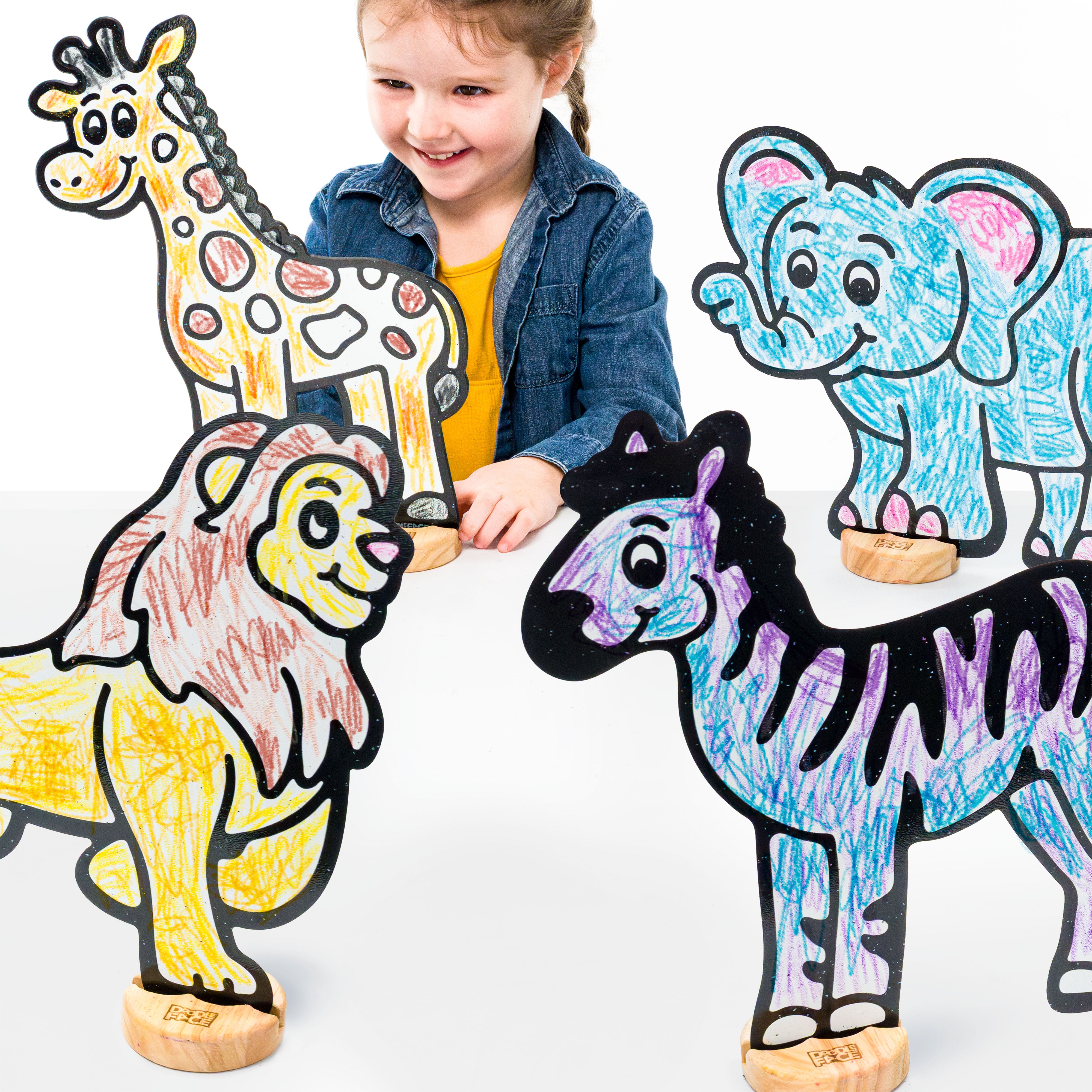 Safari Zoo Animal Color & Play Set | 12 Pack | Elephant, Giraffe, Lion, and Zebra