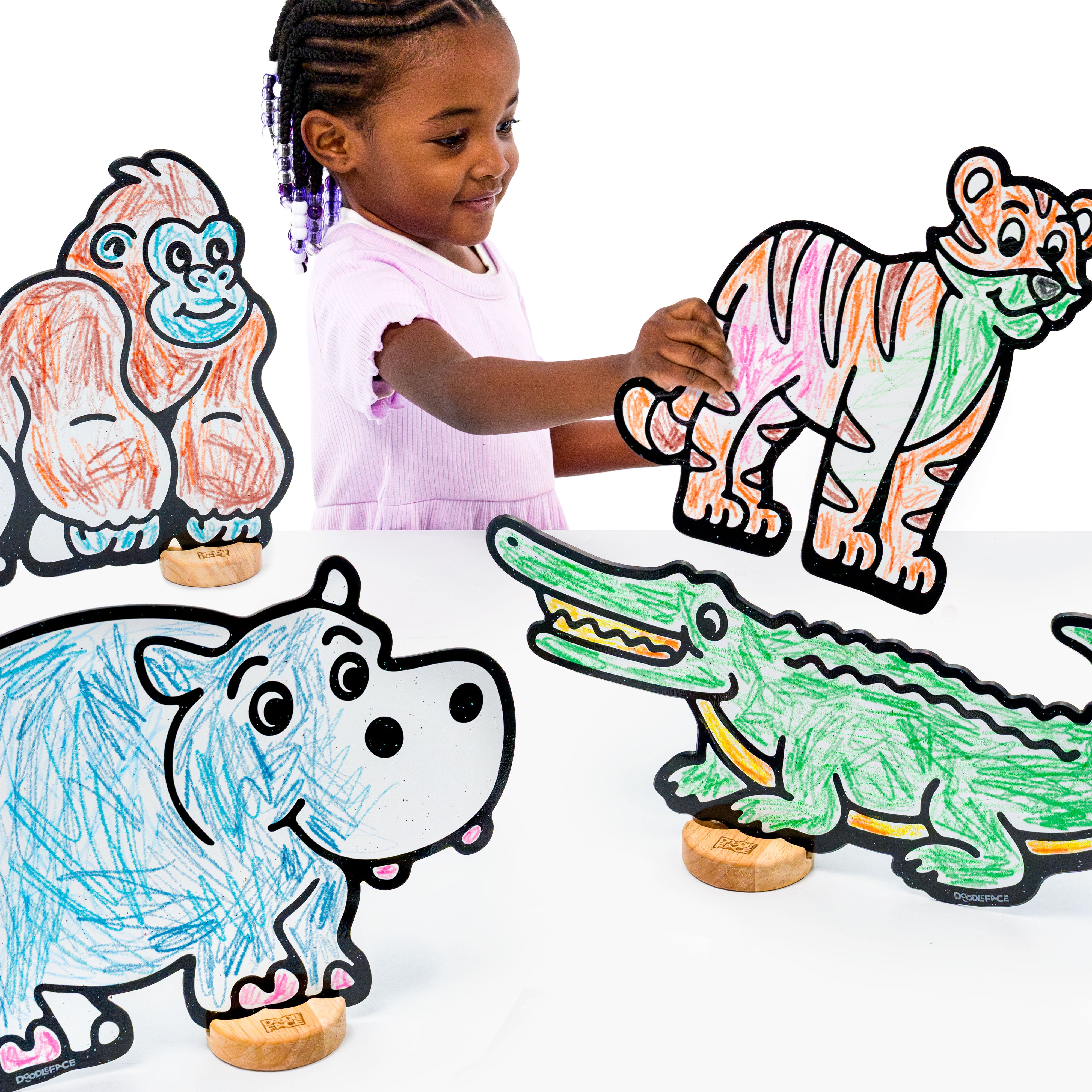 Safari Zoo Companion Color & Play Set | 12 Pack | Alligator, Gorilla, Hippo, and Tiger