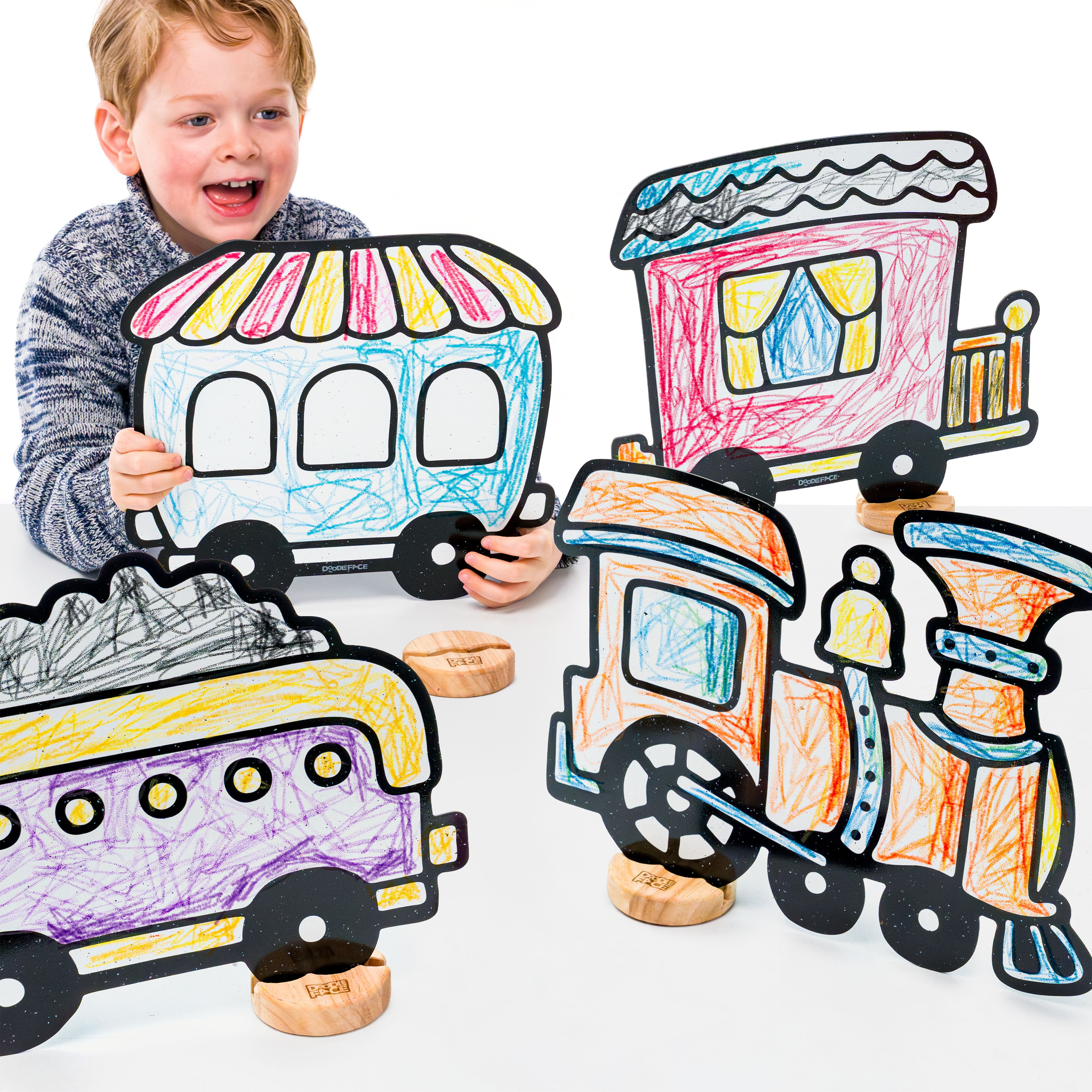 Train Color & Play Set | 12 Pack | Train Engine, Freight Car, Passenger Car, and Caboose
