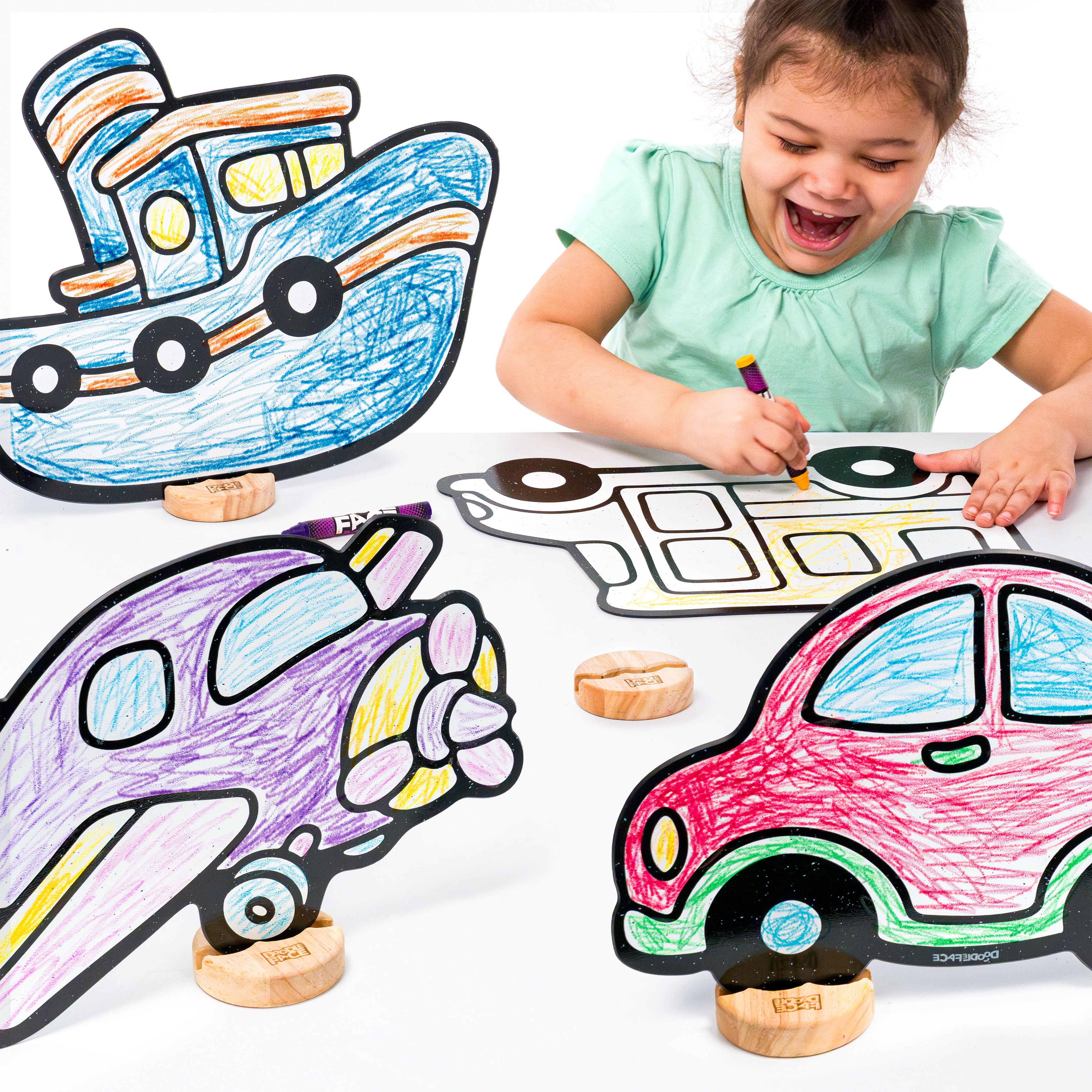 Transportation Color & Play Set | 12 Pack | Airplane, Boat, Car, and School Bus