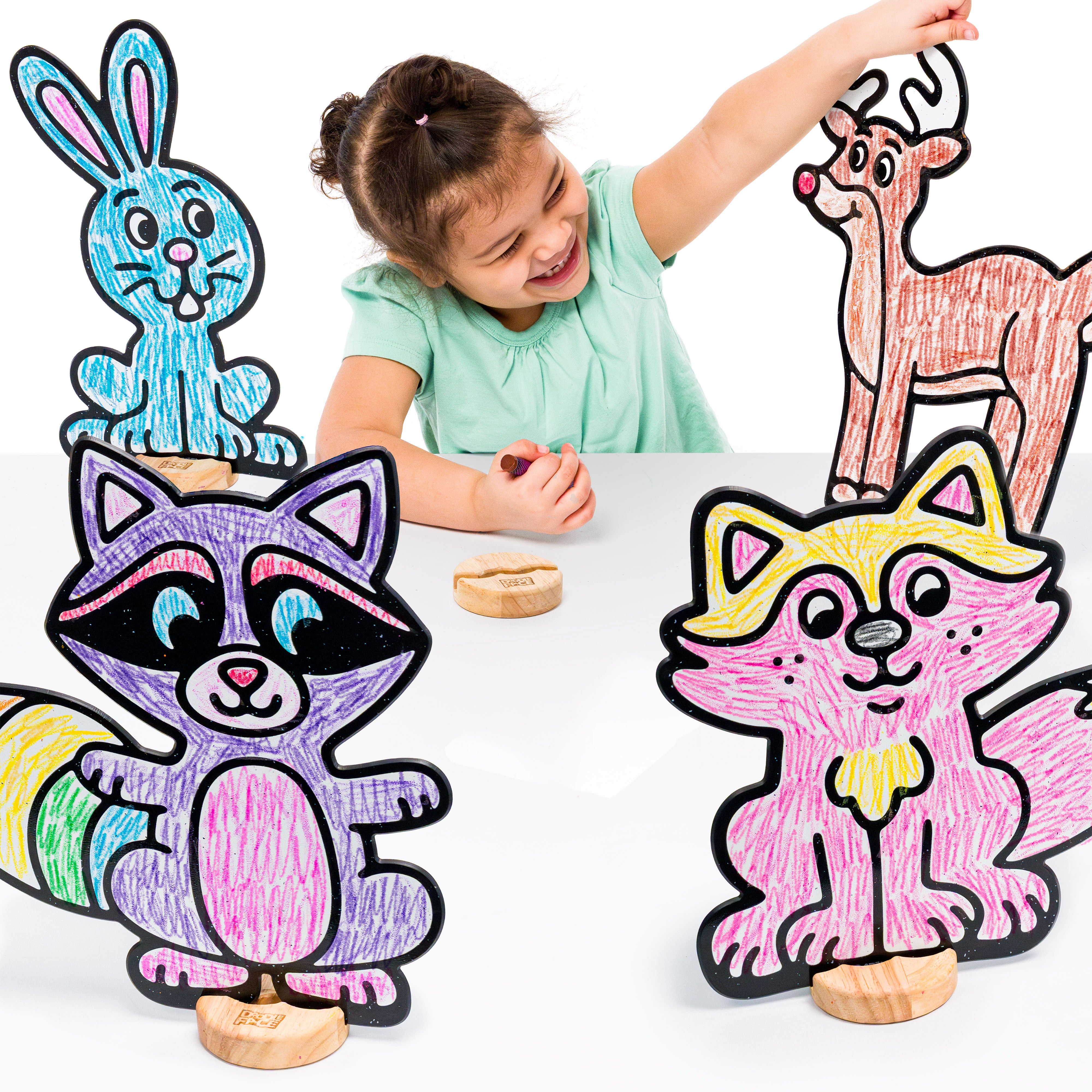 Woodland Animal Color & Play Set | 12 Pack | Deer, Fox, Rabbit, and Raccoon