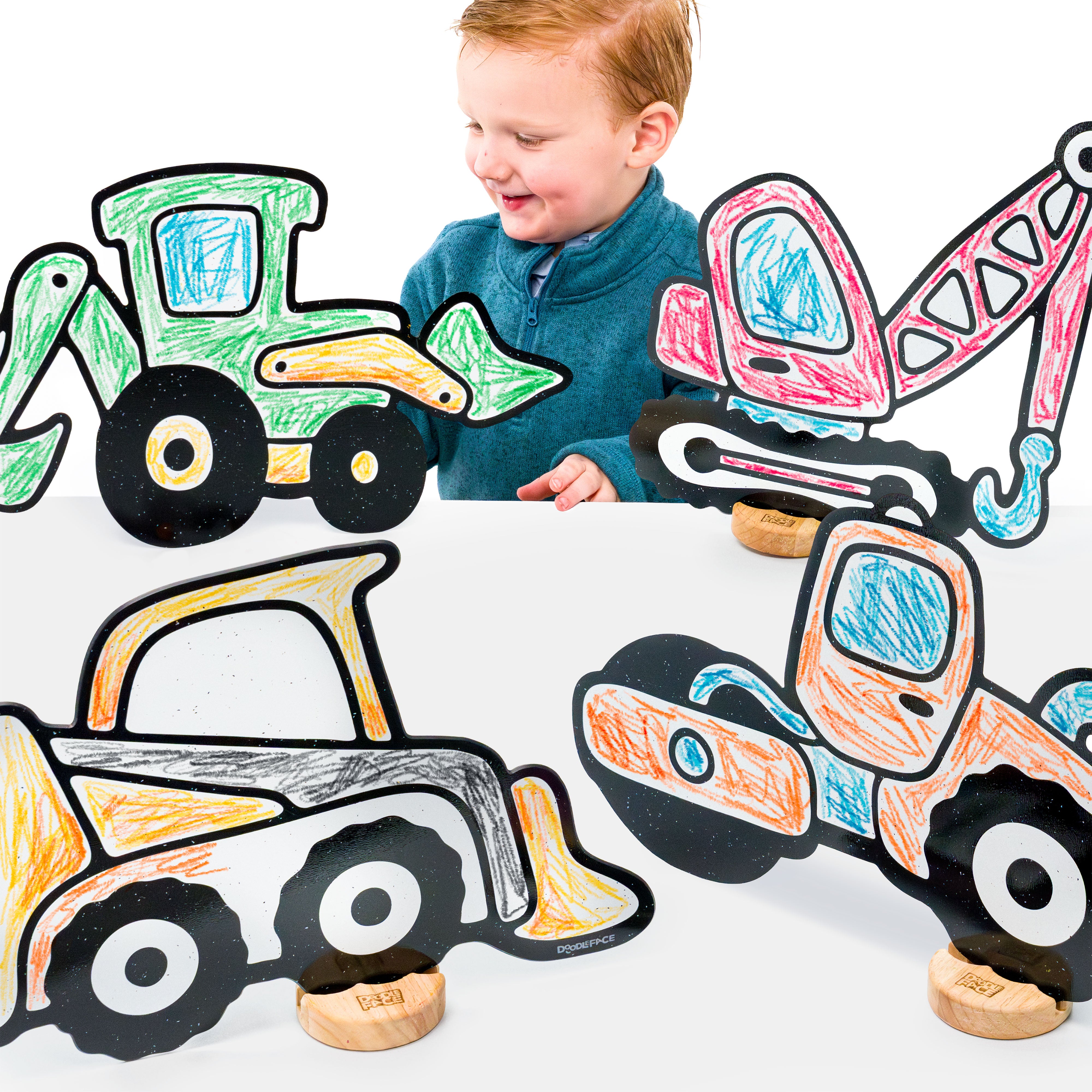 Construction Companion Color & Play Set | 12 Pack | Backhoe, Crane, Skid Steer, and Steamroller