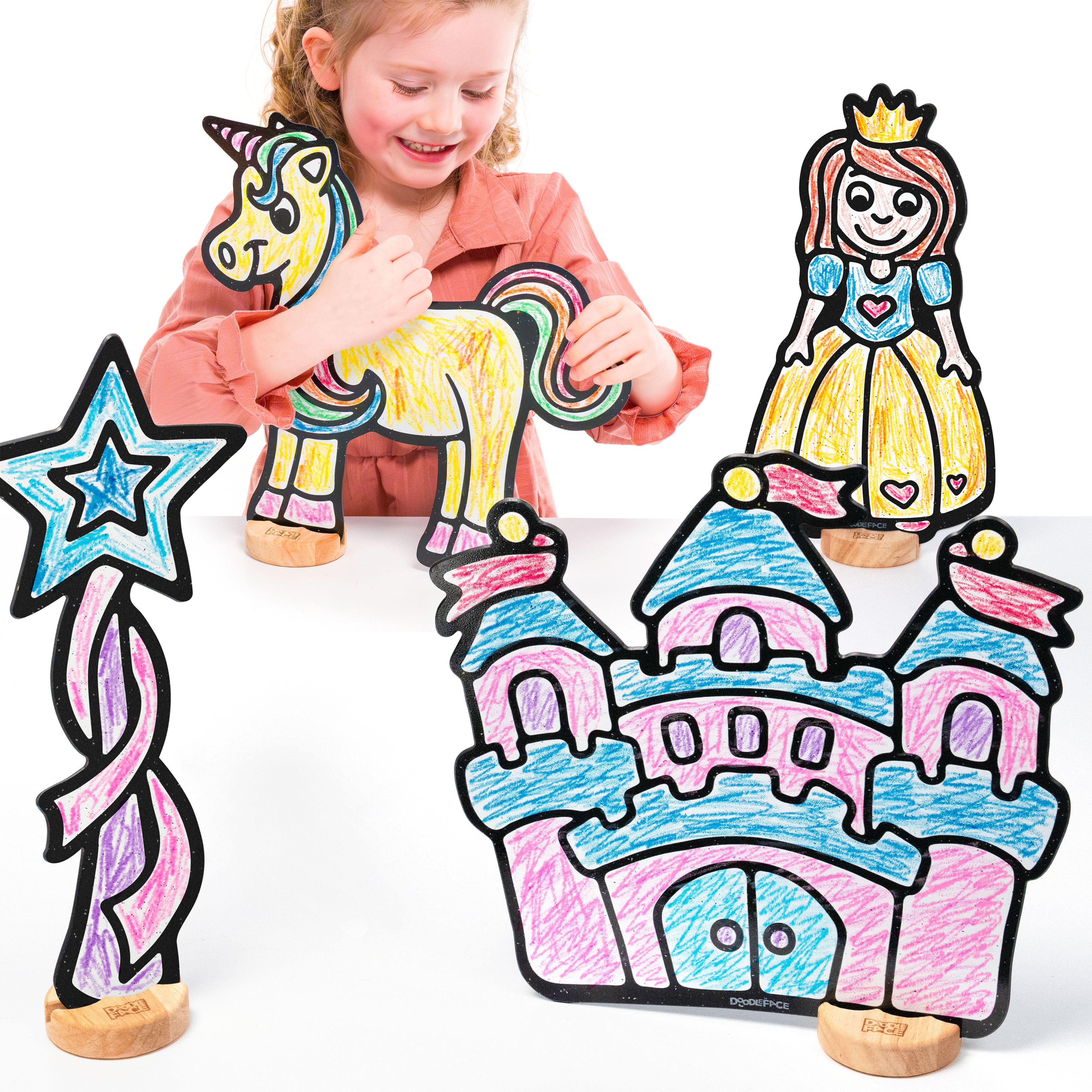 Fairytale Color & Play Set | 12 Pack | Castle, Princess, Star Wand, and Unicorn