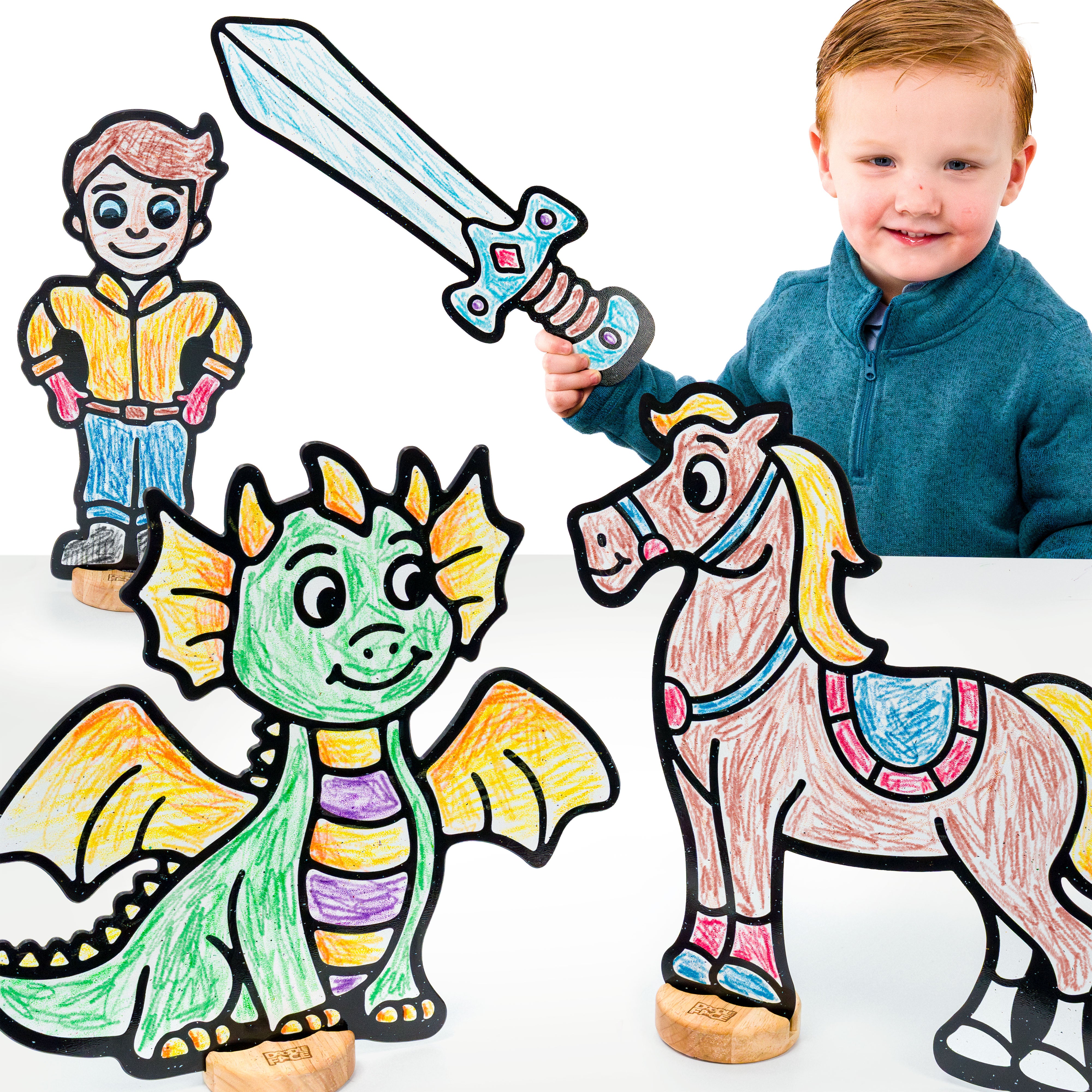 Fairytale Companion Color & Play Set | 12 Pack | Dragon, Prince, Regal Horse, and Sword