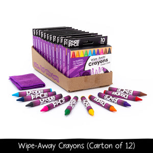 Jumbo Wipe-Away Crayons 10 Pack + Eraser Cloth - Carton of 12-DoodleFace B2B