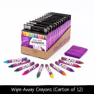 Jumbo Wipe-Away Crayons 10 Pack + Eraser Cloth - Carton of 12-DoodleFace B2B