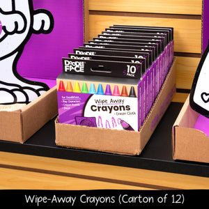 Jumbo Wipe-Away Crayons 10 Pack + Eraser Cloth - Carton of 12-DoodleFace B2B