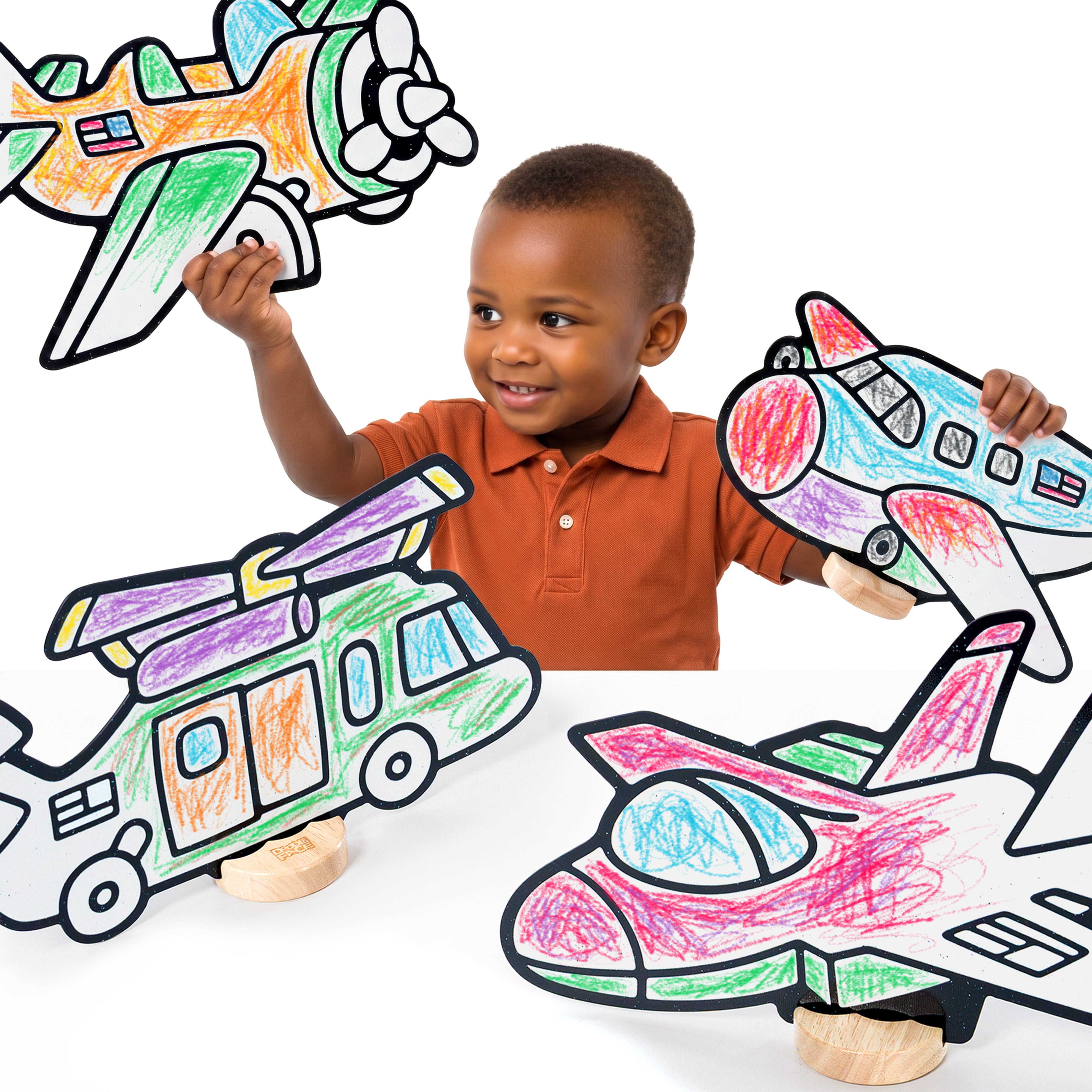 Air Color & Play Set | 12 Pack | Fighter Jet, Jumbo Jet, Propeller Plane, Helicopter