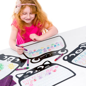 Mixed Animal Wipe-Away Crayon Board w/ Crayons. Mess-Free Dry-Erase for Kids Ages 2-8! Case of 12-DoodleFace B2B