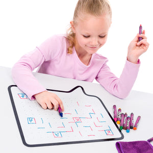 Speech Bubble Wipe-Away Crayon Board w/ Crayons. Mess-Free Dry-Erase for Kids Ages 2-8! Case of 12-DoodleFace B2B