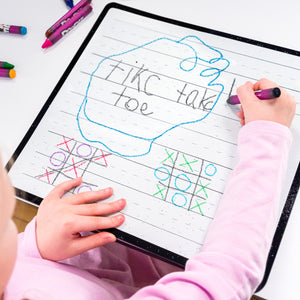 Rectangle Wipe-Away Crayon Board w/ Crayons. Mess-Free Dry-Erase for Kids Ages 2-8! Case of 12-DoodleFace B2B