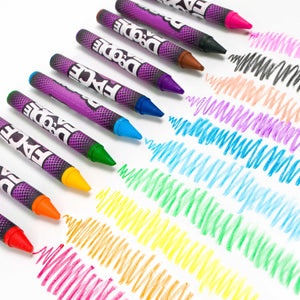 Jumbo Wipe-Away Crayons 10 Pack + Eraser Cloth - Carton of 12-DoodleFace B2B