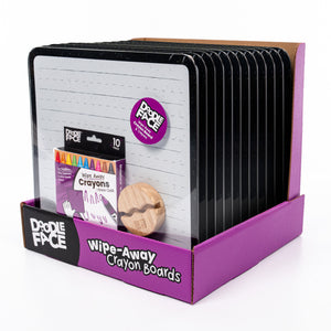 Rectangle Wipe-Away Crayon Board w/ Crayons. Mess-Free Dry-Erase for Kids Ages 2-8! Case of 12-DoodleFace B2B