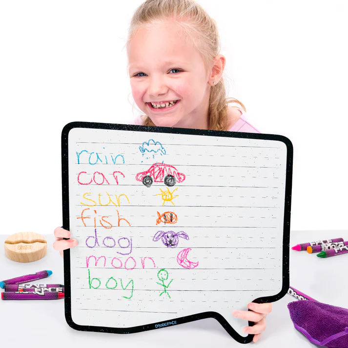 Speech Bubble Wipe-Away Crayon Board w/ Crayons. Mess-Free Dry-Erase for Kids Ages 2-8!  Case of 12