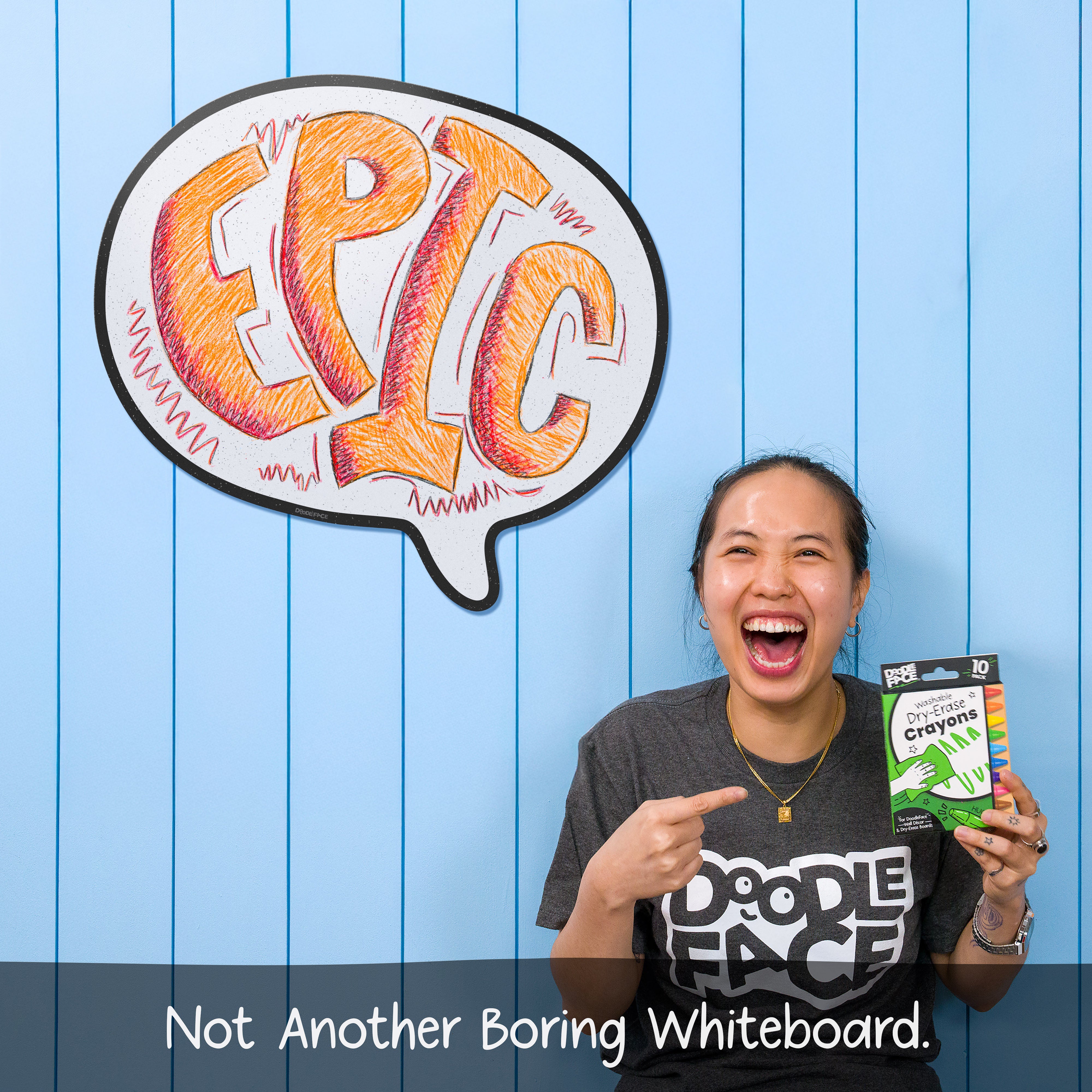 Speech Bubble Wipe-Away Crayon Board. Wall Mounting. Dry-Erase Whiteboard Alternative. Case of 12-DoodleFace B2B