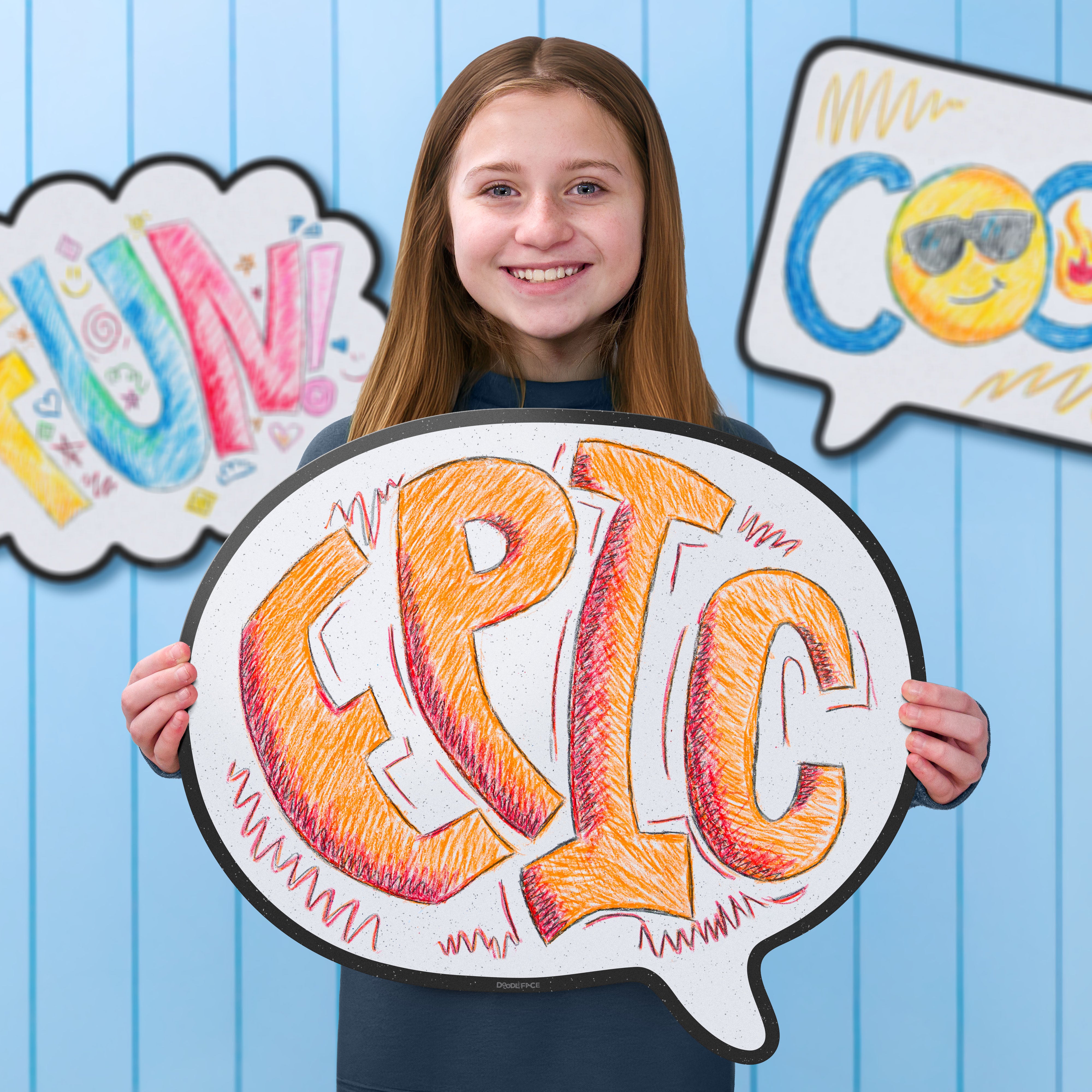 Speech Bubble Wipe-Away Crayon Board. Wall Mounting. Dry-Erase Whiteboard Alternative. Case of 12-DoodleFace B2B