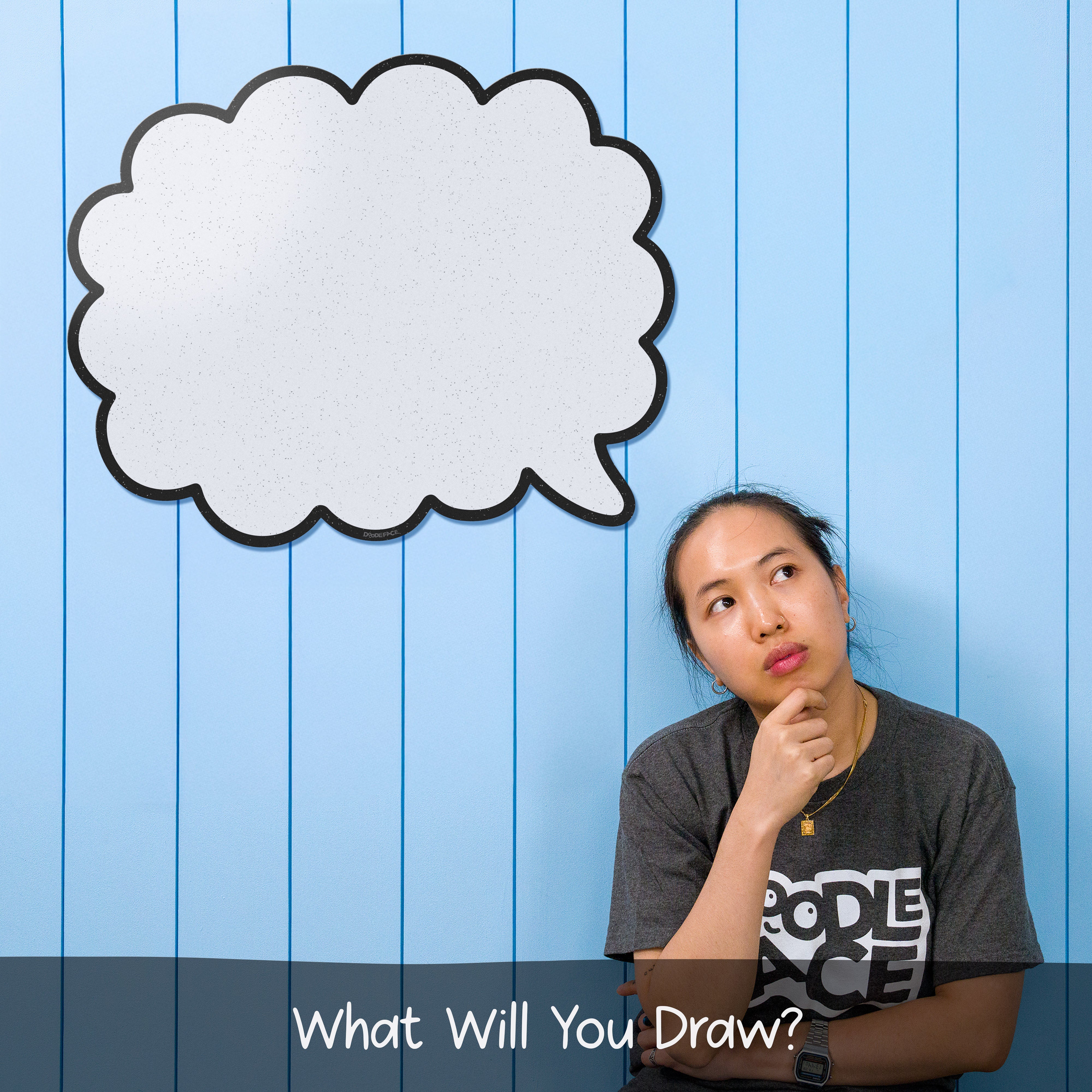 Speech Bubble Wipe-Away Crayon Board. Wall Mounting. Dry-Erase Whiteboard Alternative. Case of 12-DoodleFace B2B