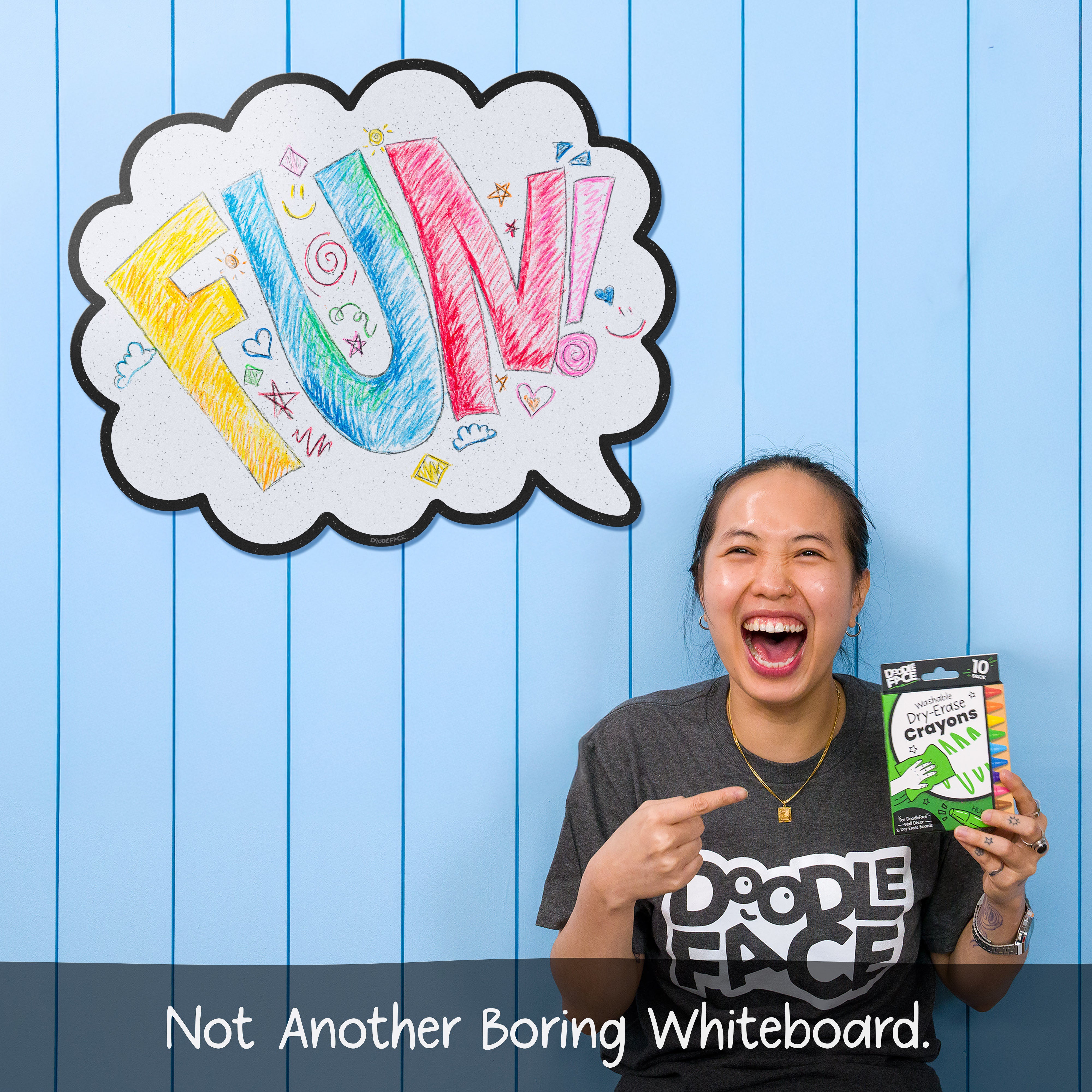 Speech Bubble Wipe-Away Crayon Board. Wall Mounting. Dry-Erase Whiteboard Alternative. Case of 12-DoodleFace B2B