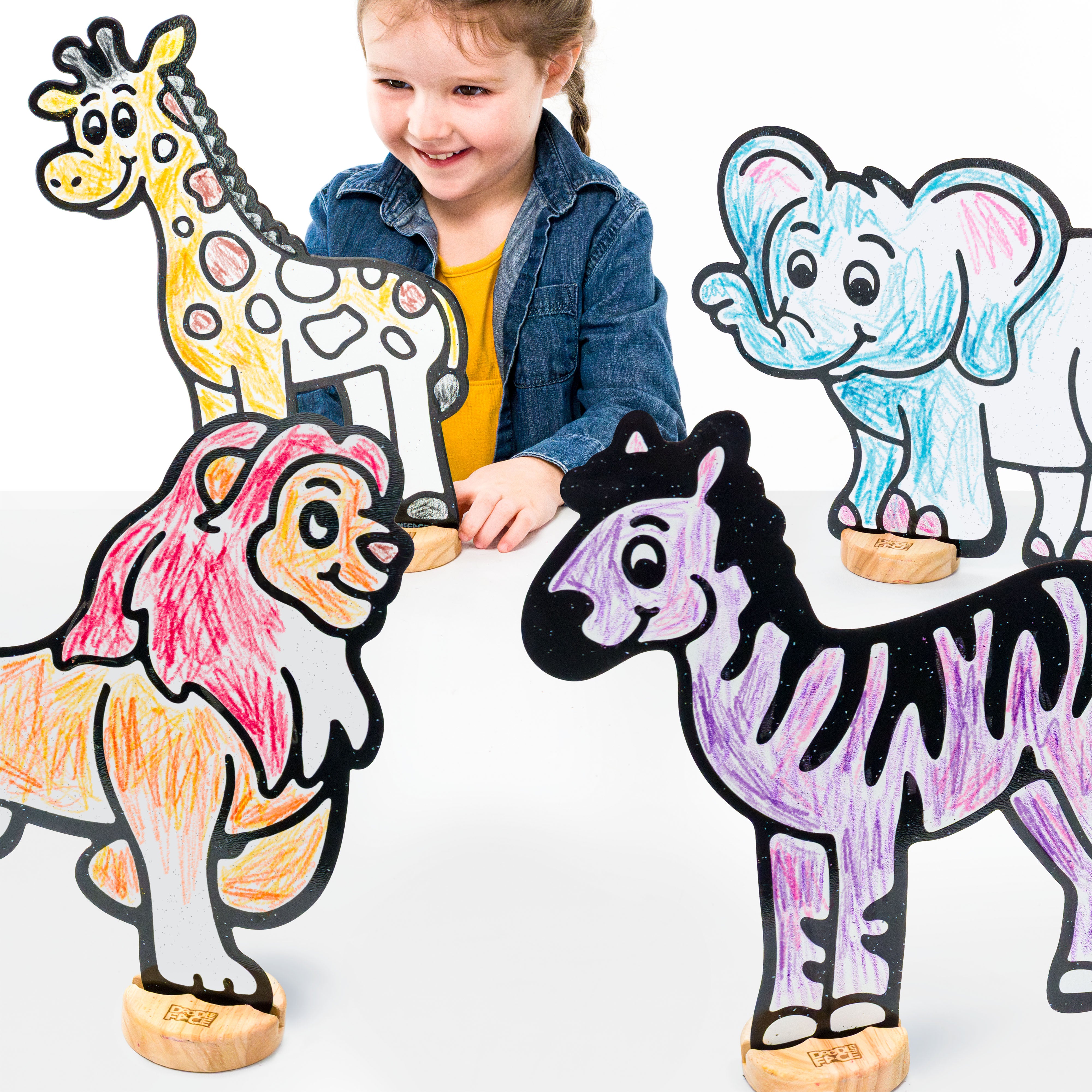 Safari Zoo Animal Color & Play Set | 12 Pack | Elephant, Giraffe, Lion, and Zebra
