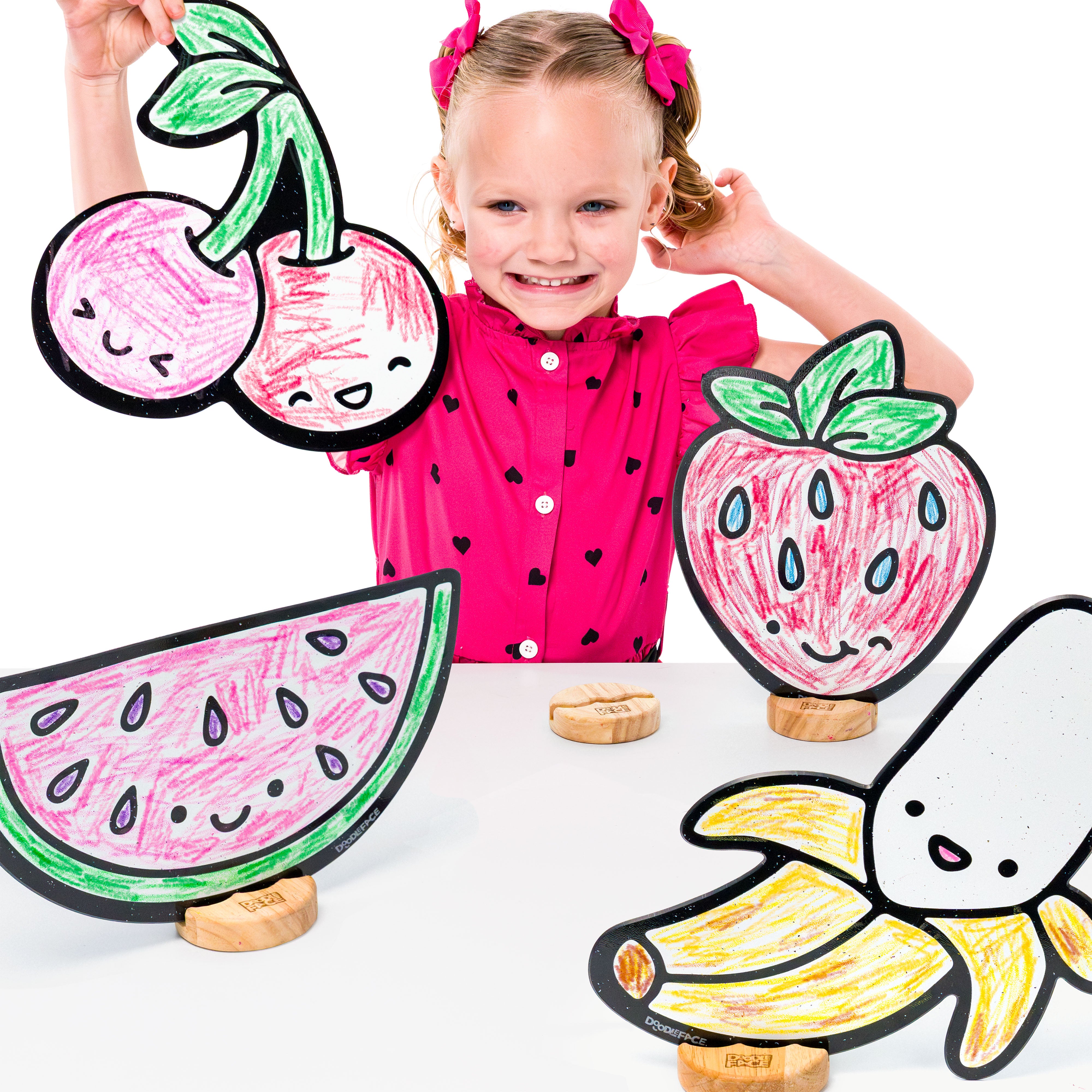 Kawaii Fruits Color & Play Set | 12 Pack | Banana, Cherry, Watermelon, and Strawberry