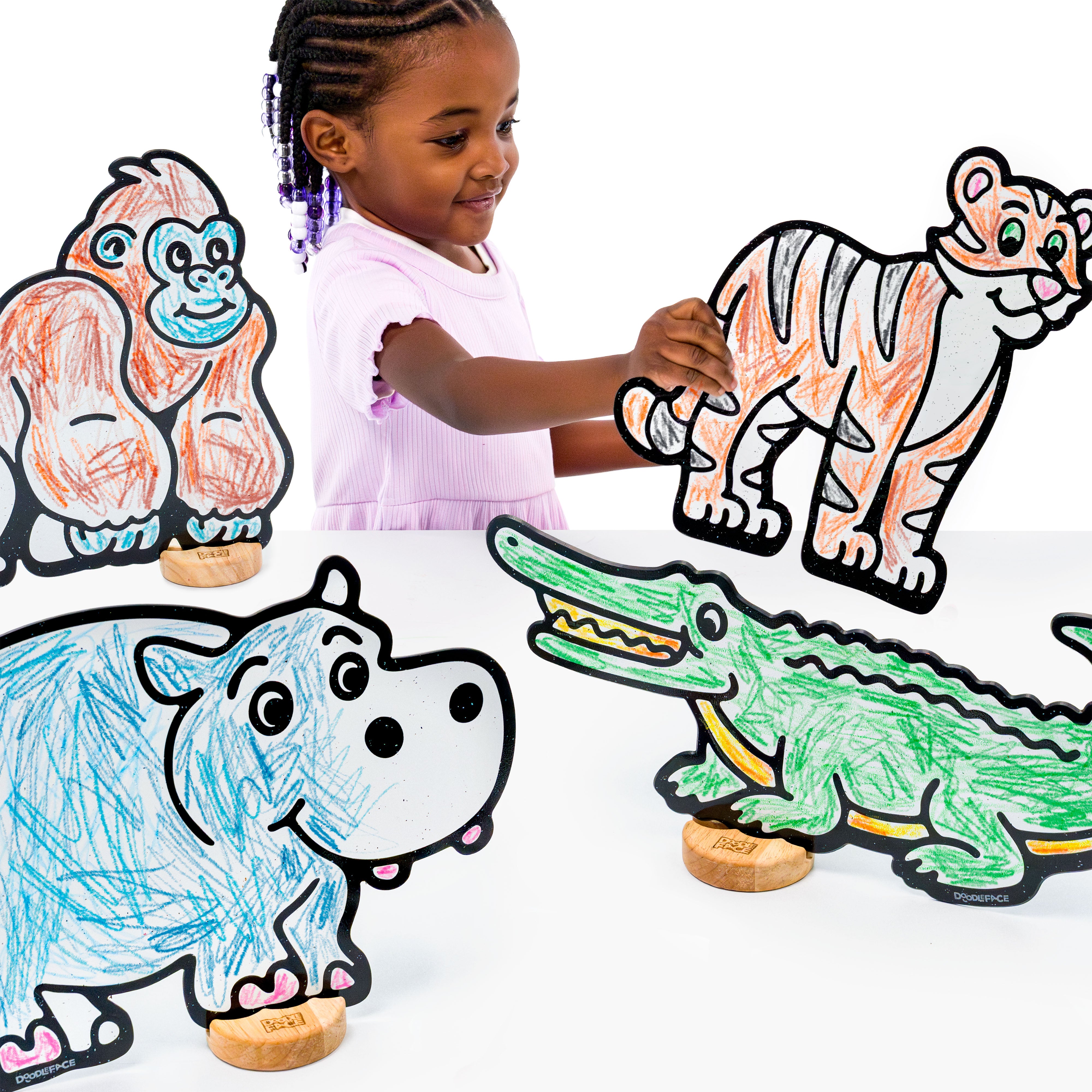 Safari Zoo Companion Color & Play Set | 12 Pack | Alligator, Gorilla, Hippo, and Tiger