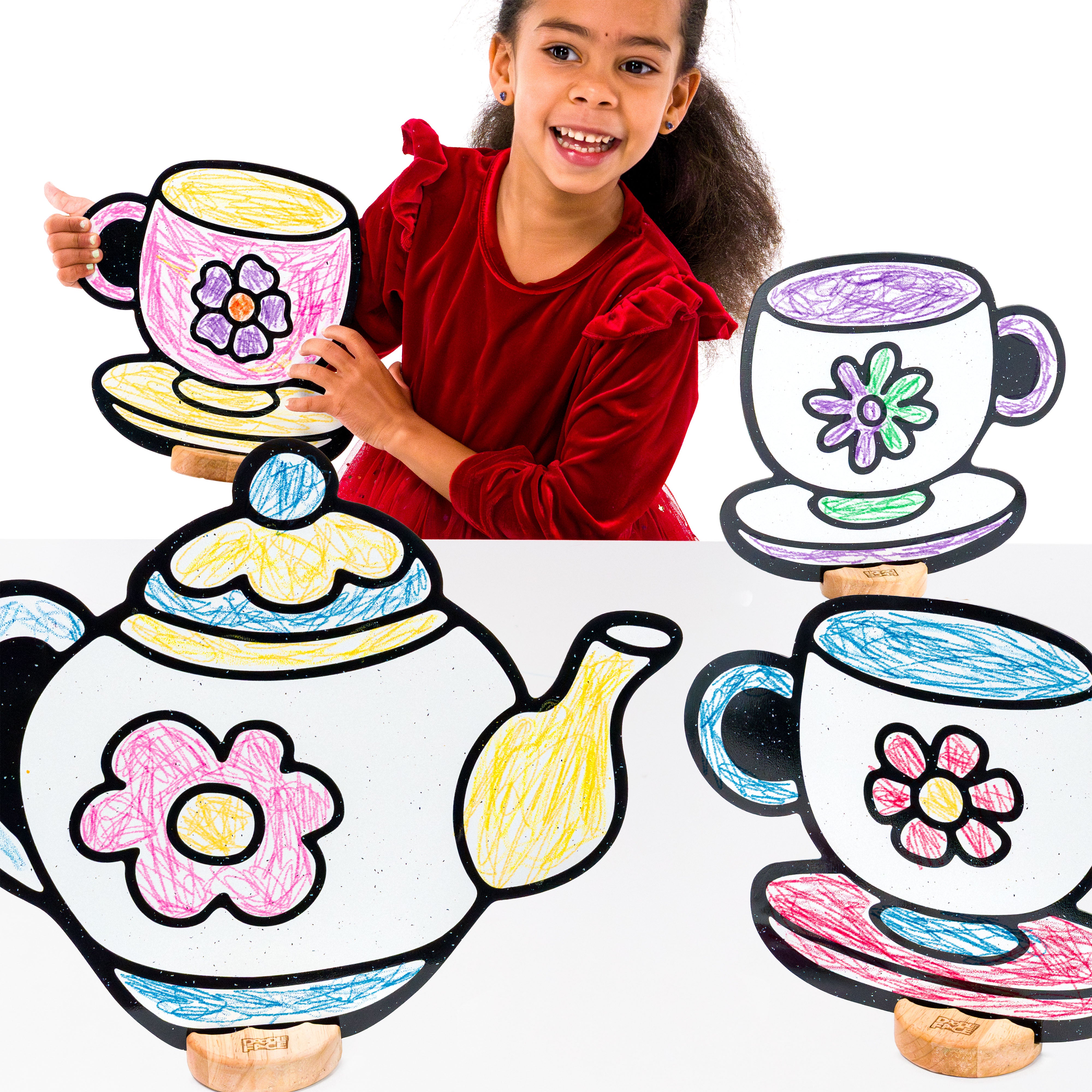 Tea Party Color & Play Set | 12 Pack | Teapot and 3 Unique Teacups