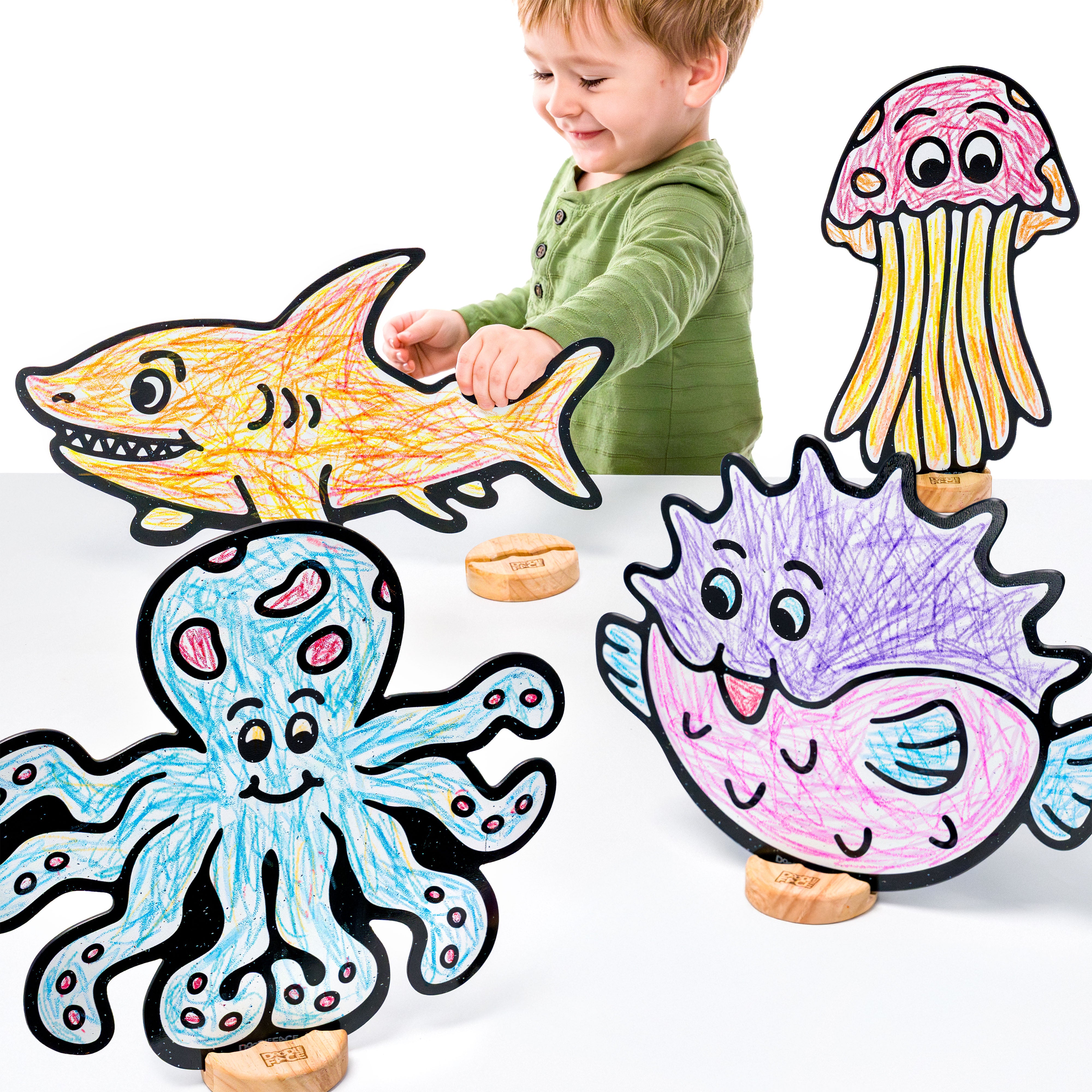 Under the Sea Companion Color & Play Set | 12 Pack | Jellyfish, Octopus, Pufferfish, and Shark