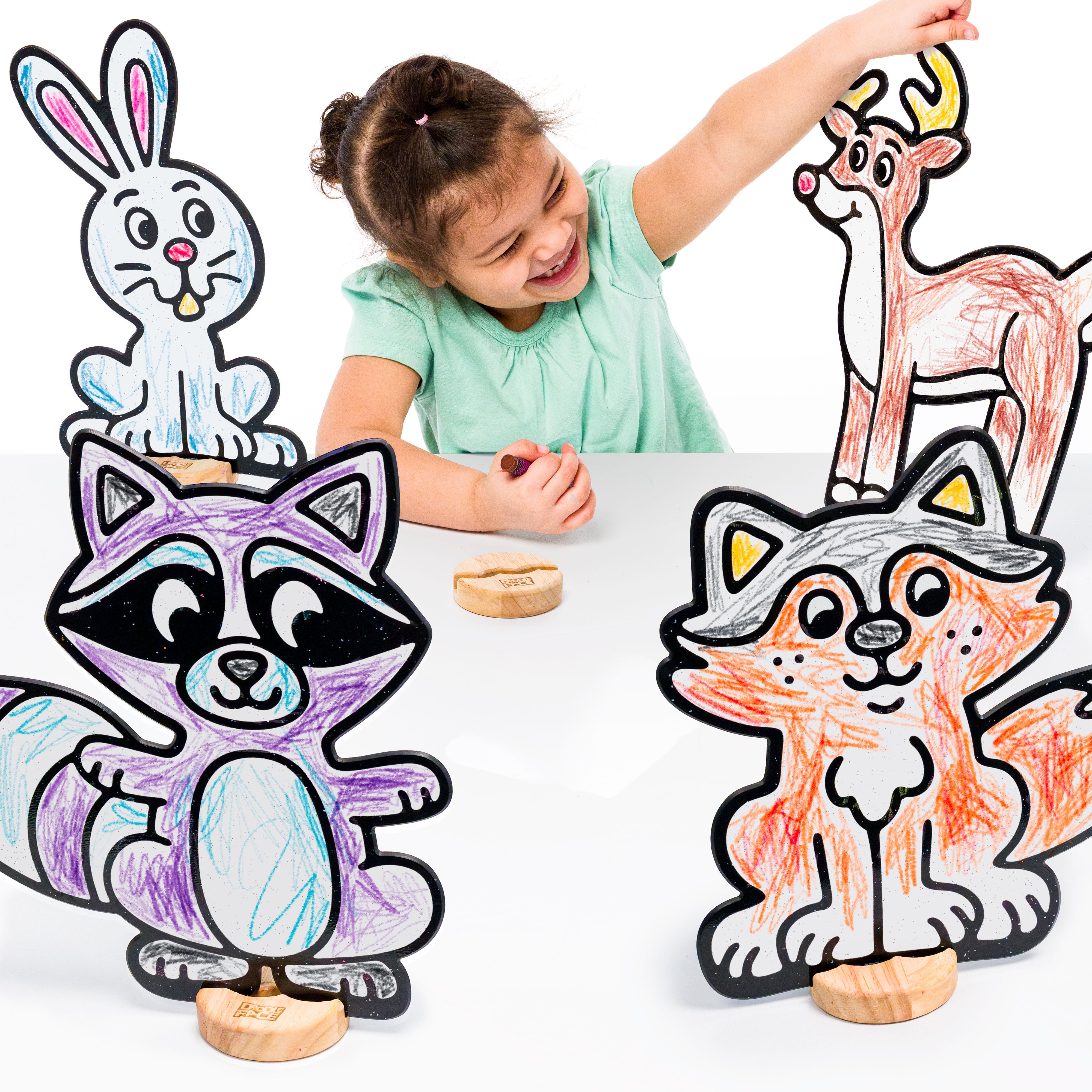 Woodland Animal Color & Play Set | 12 Pack | Deer, Fox, Rabbit, and Raccoon