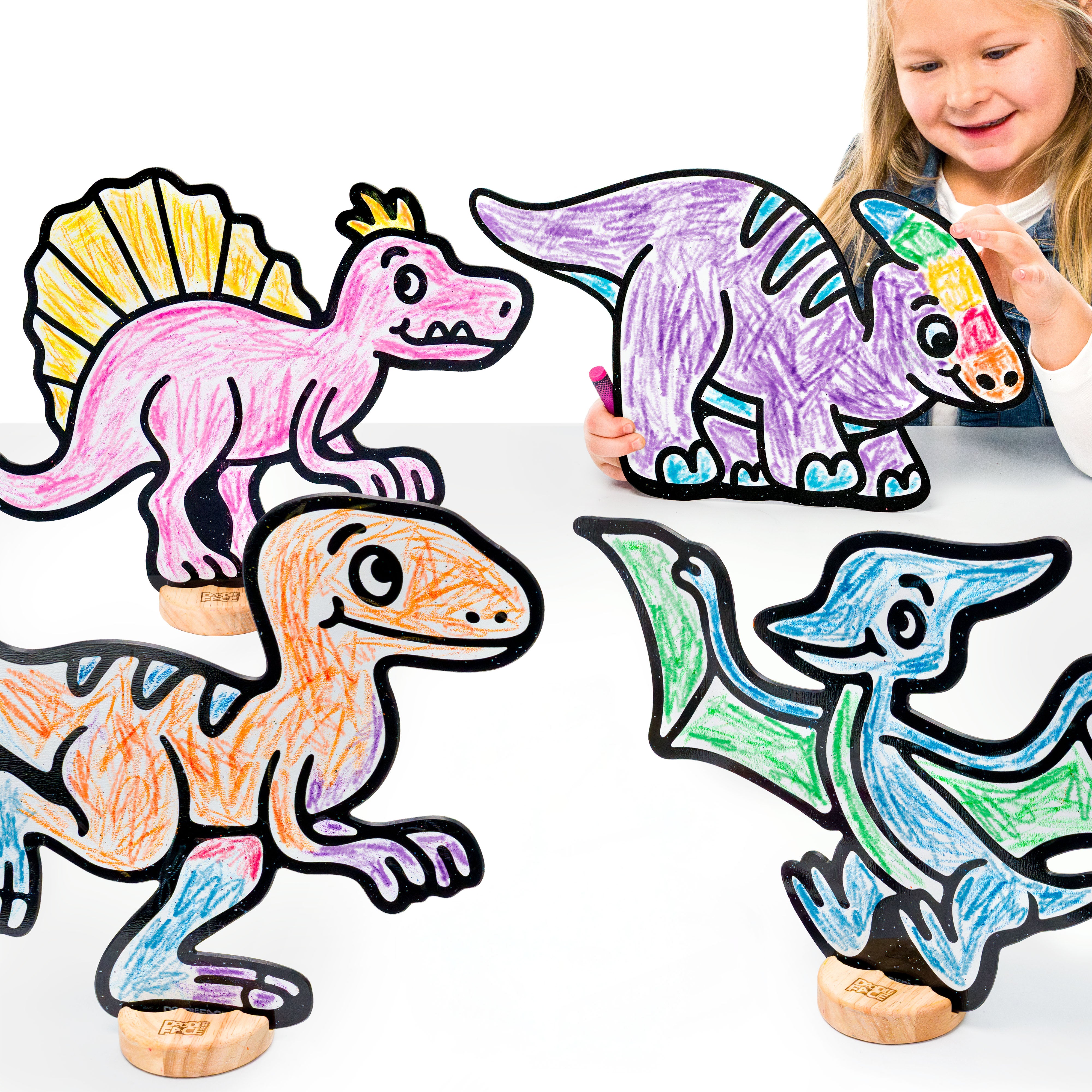 Dinosaur Companion Color & Play Set | 12 Pack | Parasaurolophus, Pterodactyl, Spinosaurus, and Velociraptor