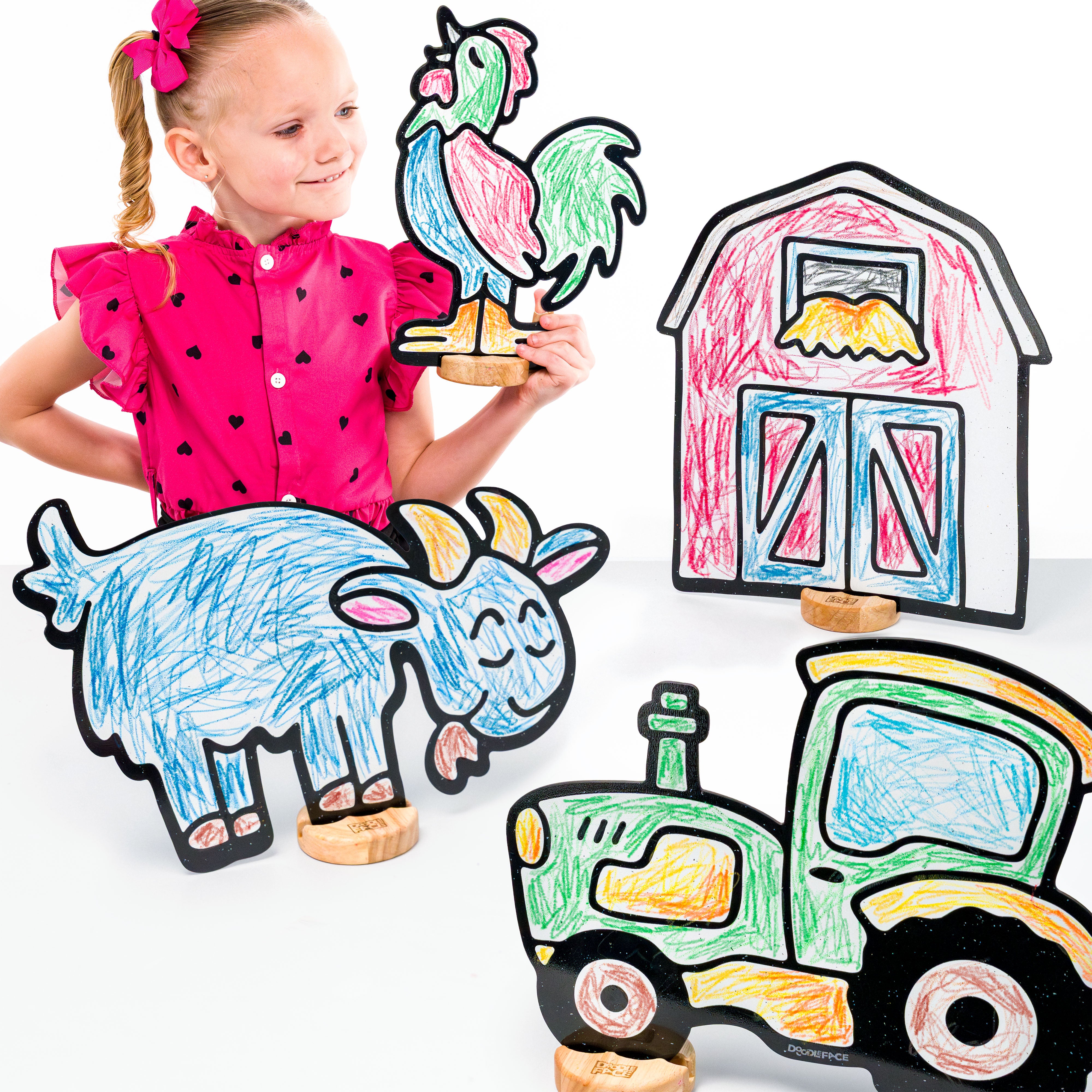 Farm Companion Color & Play Set | 12 Pack | Barn, Goat, Rooster, and Tractor