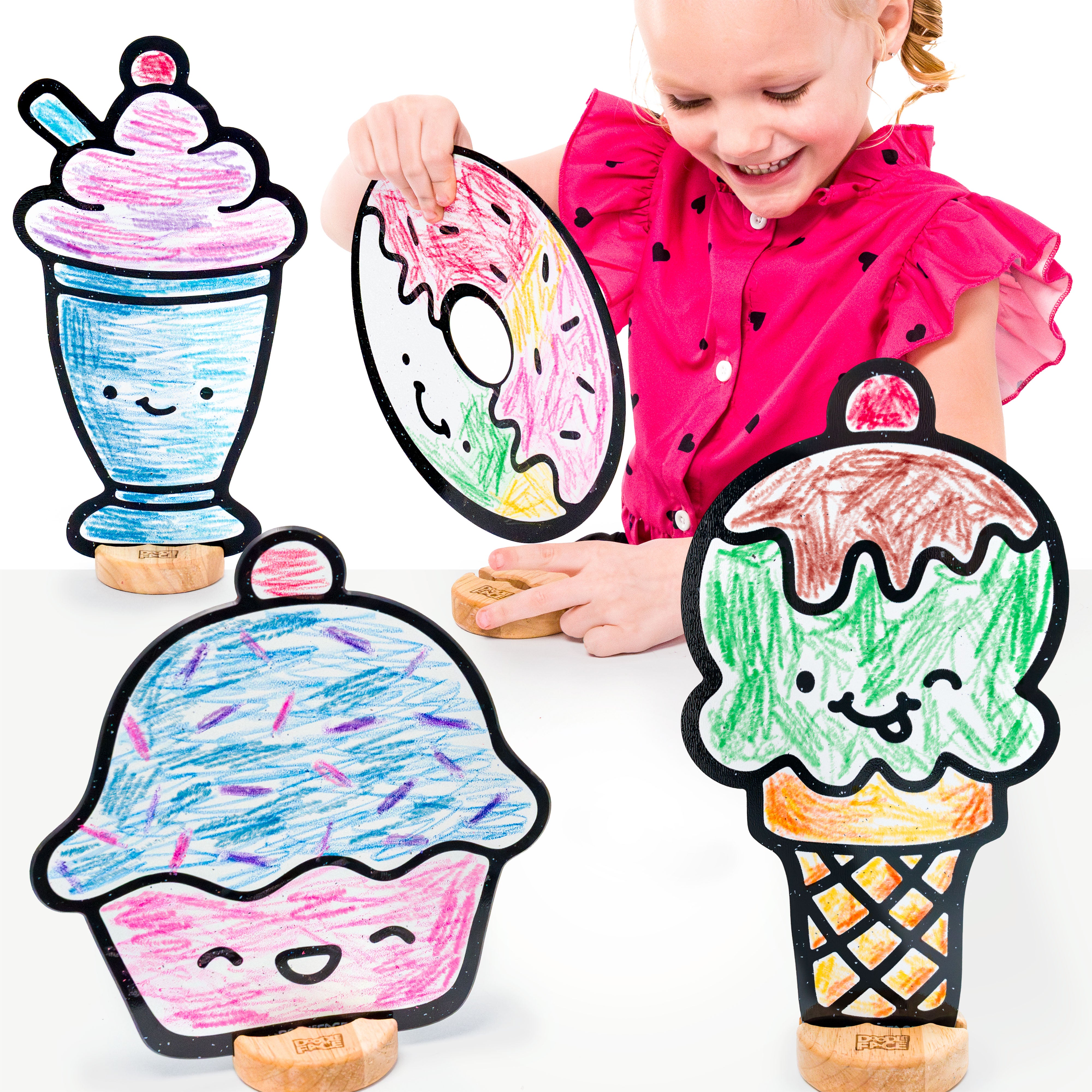 Kawaii Desserts Color & Play Set | 12 Pack | Cupcake, Donut, Ice Cream, and Milkshake