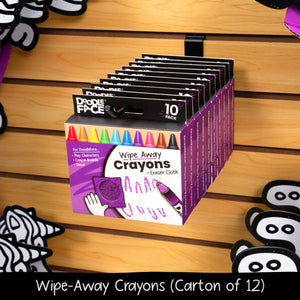 Jumbo Wipe-Away Crayons 10 Pack + Eraser Cloth - Carton of 12-DoodleFace B2B